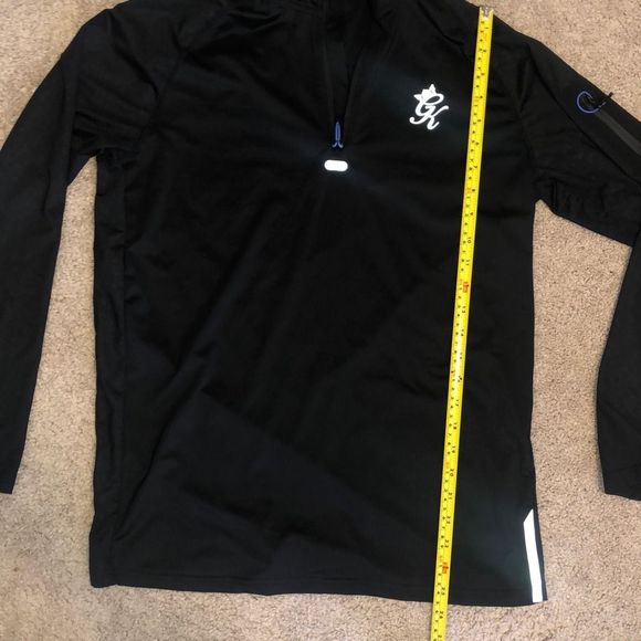 Gym King Debossed Energy 1/4 Zip Funnel Black Blue Contrast Pullover Sz Medium - Picture 12 of 13